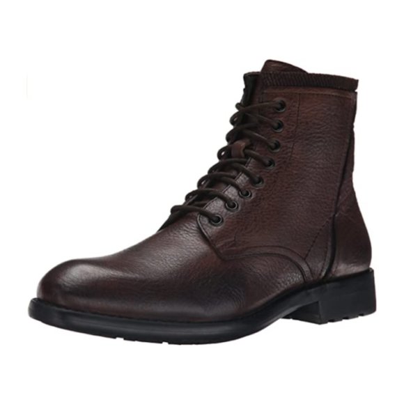 NEW Kenneth Cole Reaction Men Select Brown Leather Zipper Lace Up Ankle Boot - Picture 2 of 7